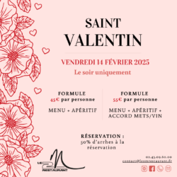 menu saint valentin 2025 restaurant le 2M